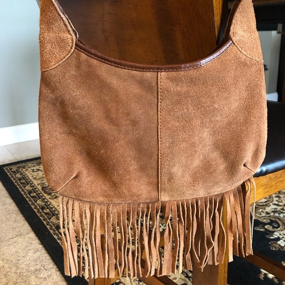 Handbags - Fringed Suede Shoulder Purse